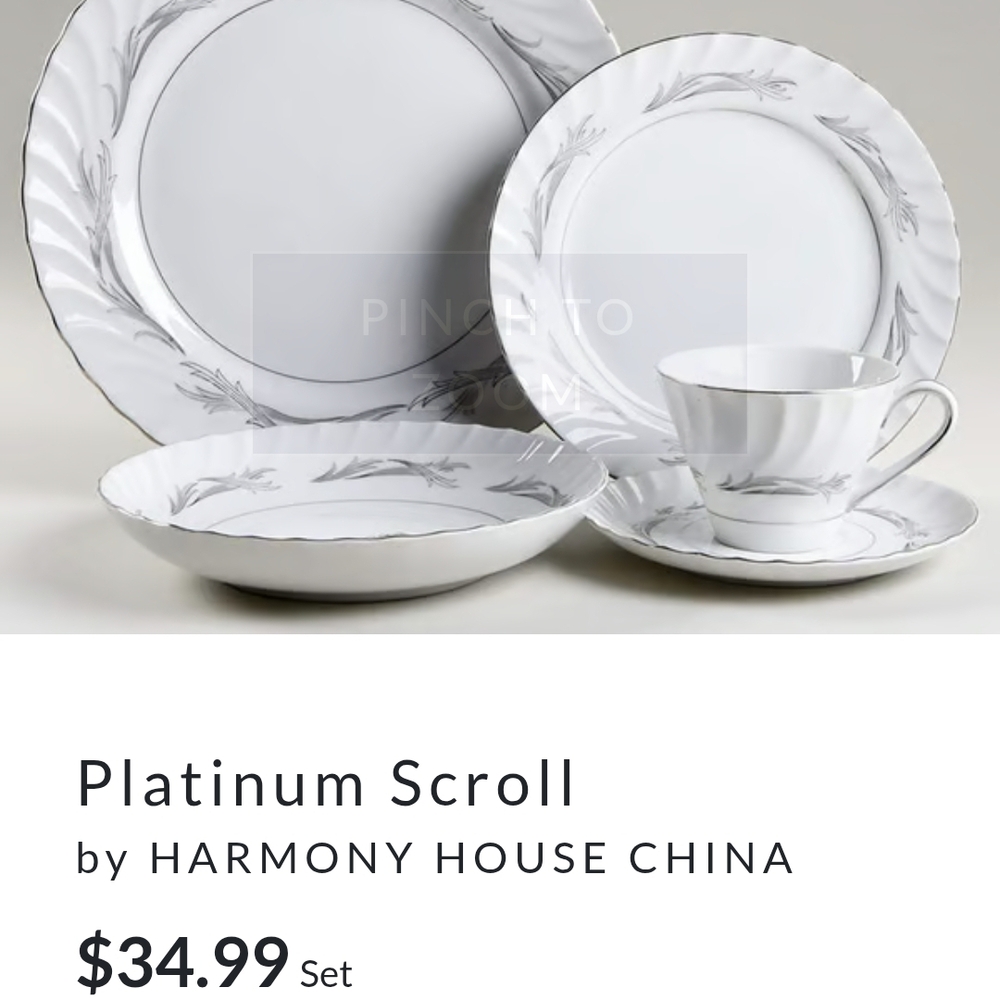 Platinum Scroll Dinnerware Set